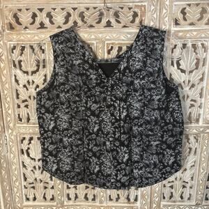 Juliano 100% Cotton Tank Top Floral Sleeveless Pocket w/Bow Back Bow V-Neck-M